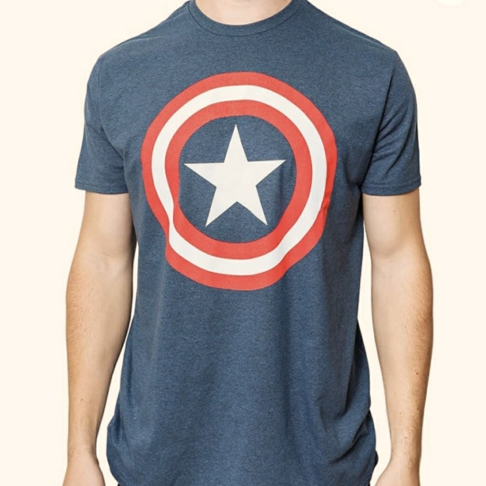Marvel Captain America Distressed Shield Logo Unisex T-Shirt  Size M